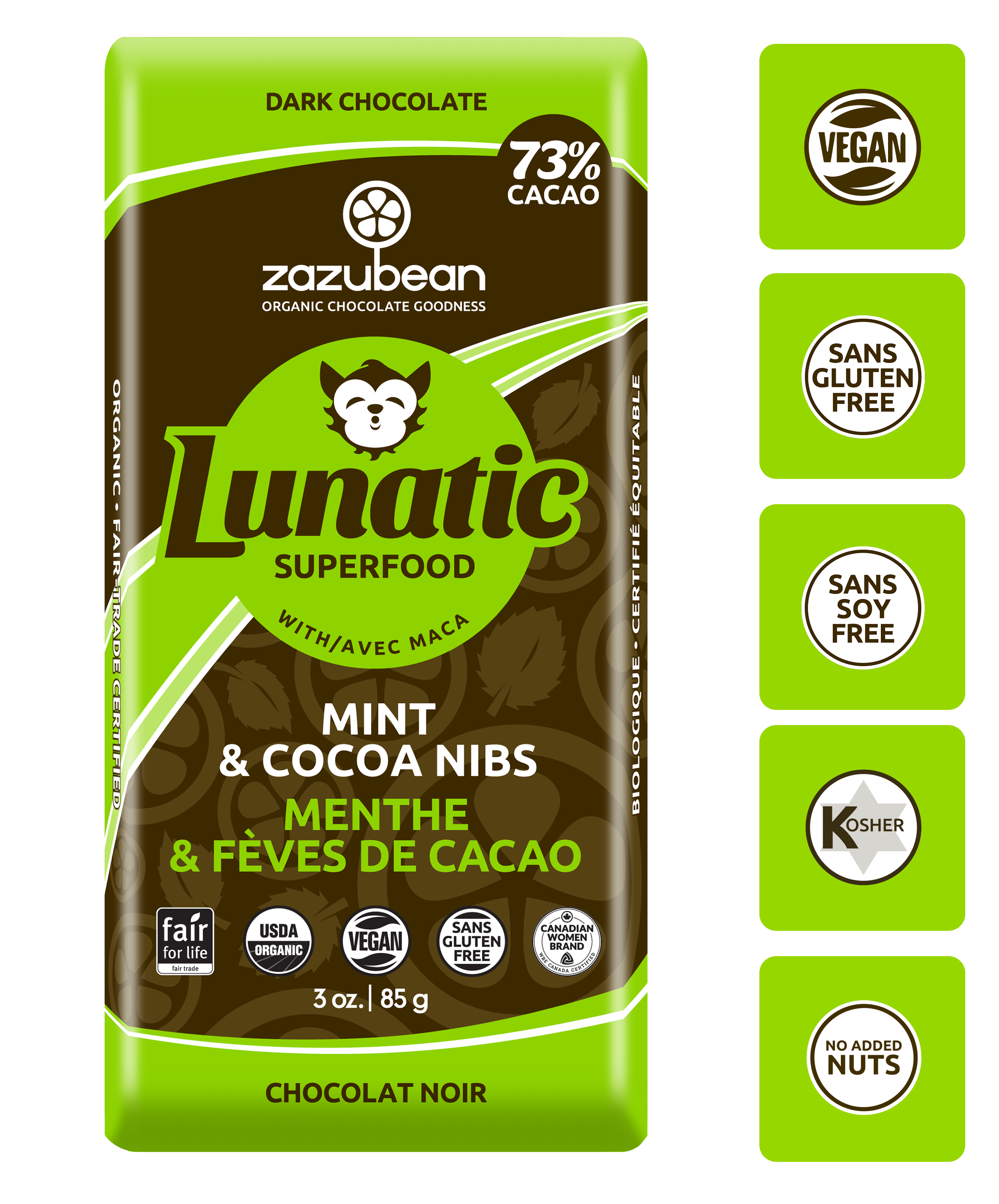 LUNATIC Mint &amp; Cocoa Nibs (85gms)