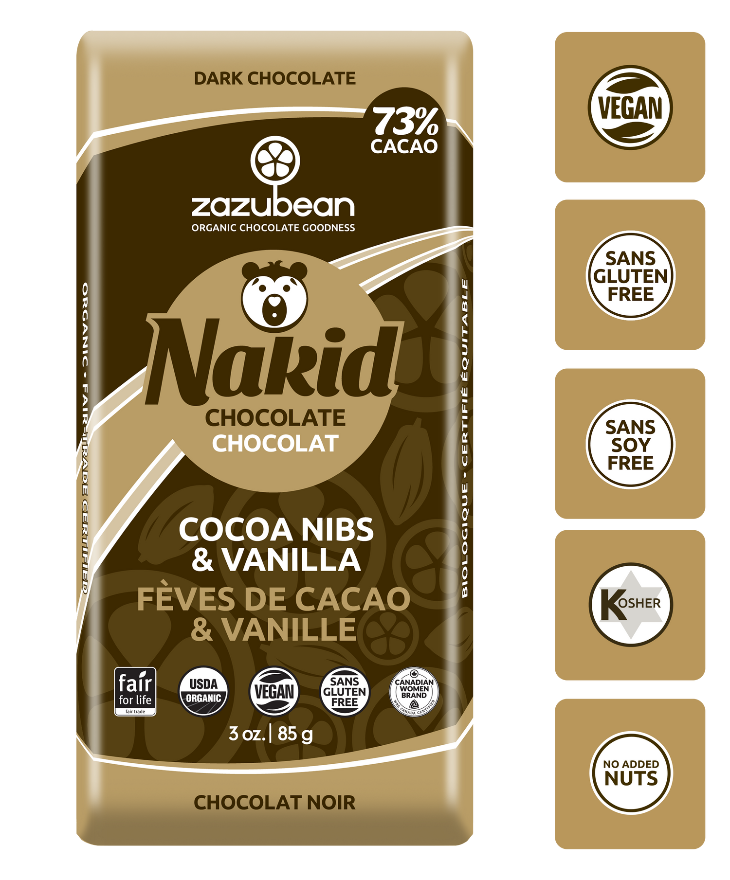 NAKID Cocoa Nibs &amp; Vanilla (85gms)